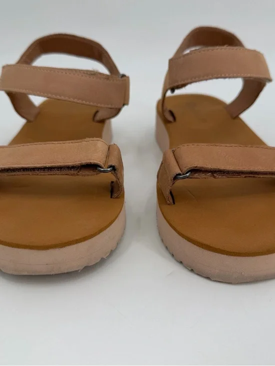 Madewell Sandals Womens 7 Tan Beige Leather MAGGIE Colorblock Flatform Comfort - Picture 3 of 11